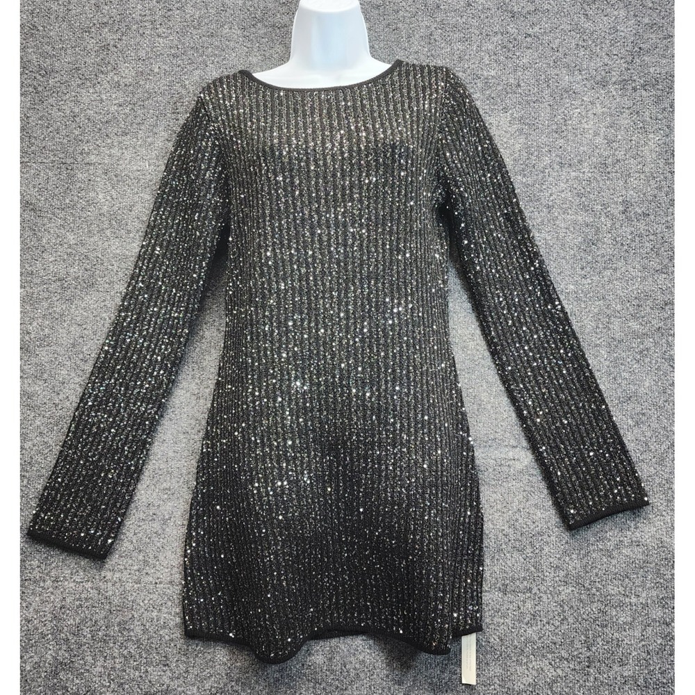 NWT Z Supply La Marca Sequin Mini Dress Womens Black Sparkle Party Glam M